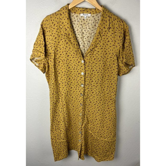 Madewell Mustard Floral Mini Dress - Picture 1 of 4